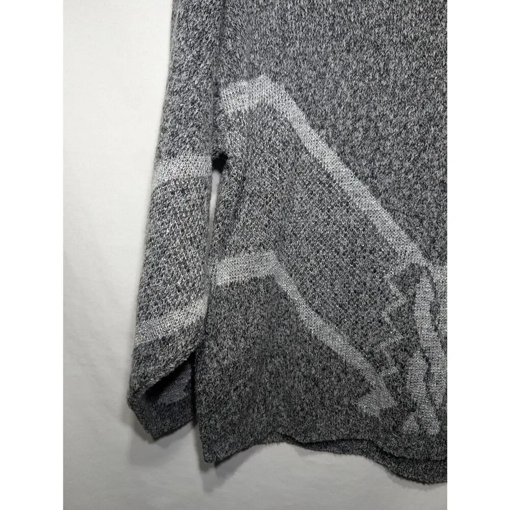 Vtg Castle Square knit sweater Sz M silver Grunge 80s 90s unisex allover pattern